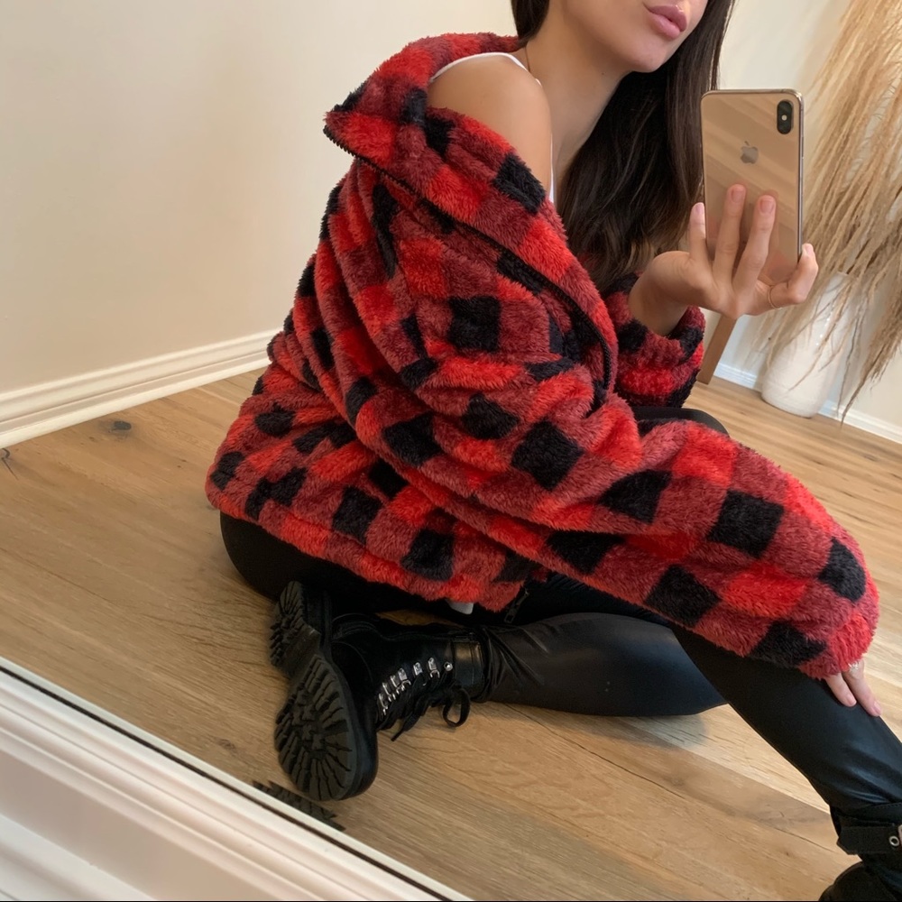 LAST • Don’t Hesitate Multi Plaid Fur Jacket